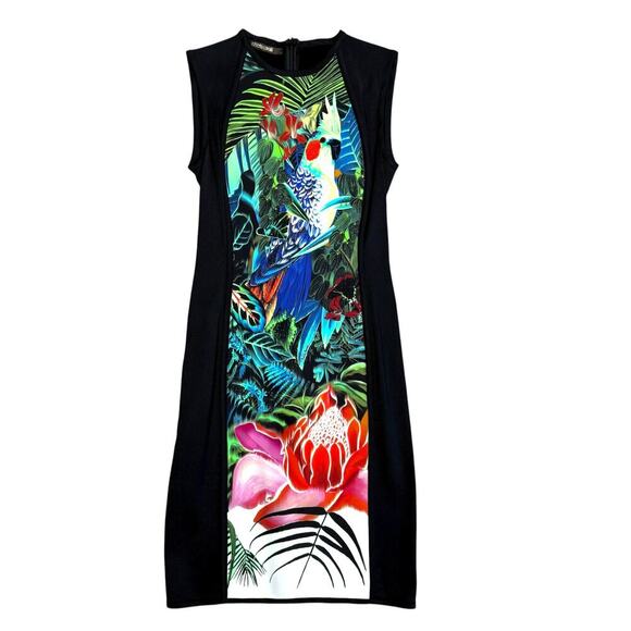 Roberto Cavalli Black Tropical Printed Sleeveless Sheath Dress Size 6 - Picture 5 of 11